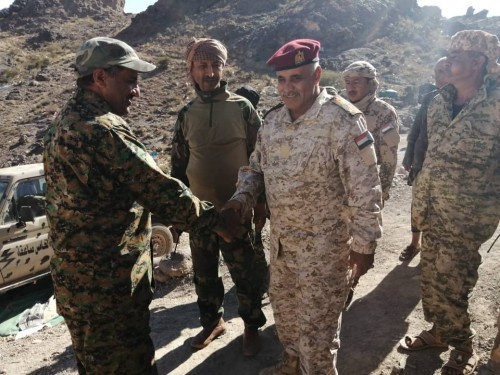 قائد اللواء الاول مشاة يزور جبهة مريس شمال #الضالع ويلتقي بقيادات اللواء الخامس صاعقة