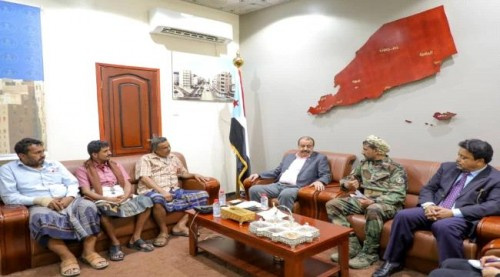 اللواء بن بريك يناقش مع قائد الحزام الأمني بلودر الأوضاع الأمنية بالمديرية