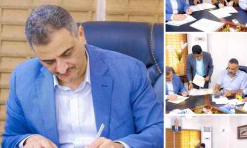 وزير الدولة محافظ العاصمة عدن يُوقّع عقودا لـ10 مشاريع في قطاع المياه والصرف الصحي
