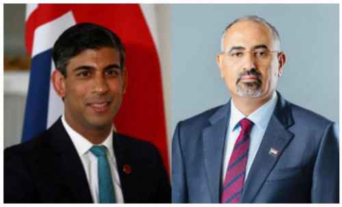 الرئيس الزُبيدي يهنئ السيد ريشي سوناك بمناسبة تعيينه رئيساً للوزراء في المملكة المتحدة لبريطانيا العظمى وإيرلندا الشمالية