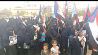 حشد نسائي في ساحة كلية ردفان للمطالبة بإعلان دولة الجنوب العربي