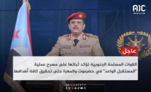 القوات الحكومية الجنوبية تؤكد ثباتها على مسرح "عملية المستقبل الواعد" في حضرموت والمهرة حتى تحقيق كافة أهدافها.