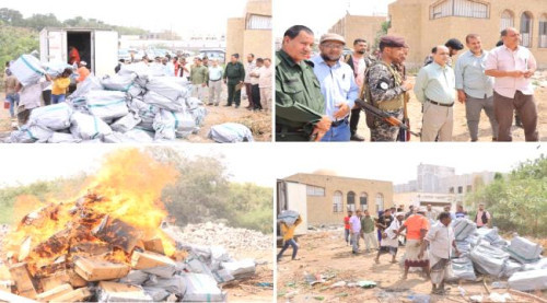 عدن.. ضبط وإتلاف كميات من السجائر المهربة في دارسعد